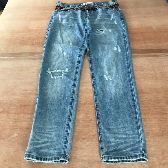 One Teaspoon Awesome Baggies Jeans Women 26 Blue Medium Rise Aztec Metal Accent - Picture 1 of 13